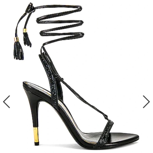 NWT TOM FORD LEATHER TASSLE ANKLE STRAP SANDALS HEEL - Picture 2 of 12